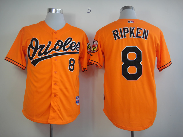 Men Baltimore Orioles #8 Cal Ripken Orange Throwback MLB Jerseys